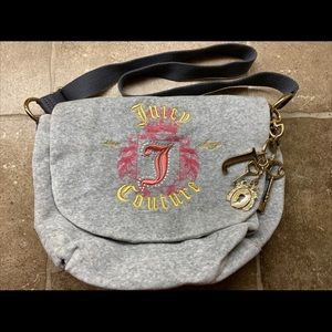 Juicy Couture Heather Gray Velour Crossbody Bag w/Keychains